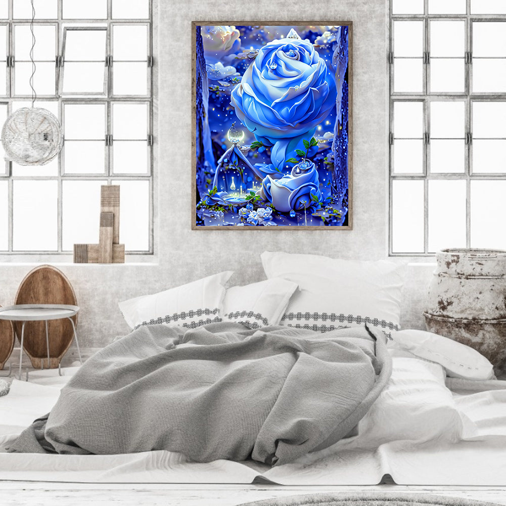 Blue Rose Fantasy - Full Round Drill Diamond Painting 30*40CM