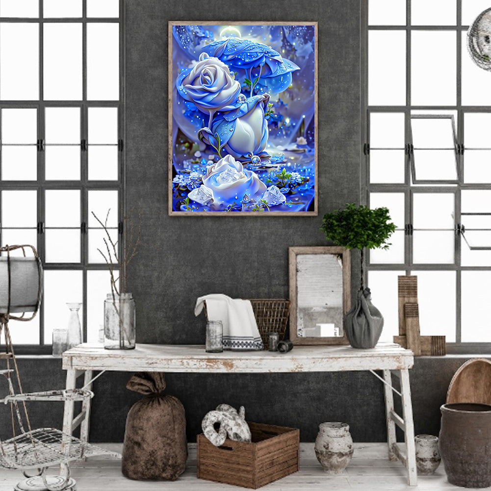 Blue Rose Fantasy - Full Round Drill Diamond Painting 30*40CM