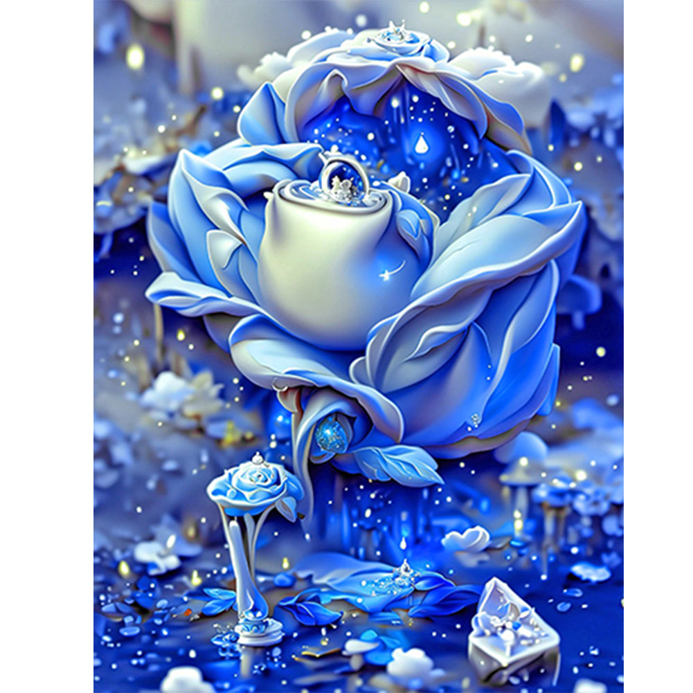 Blue Rose Fantasy - Full Round Drill Diamond Painting 30*40CM