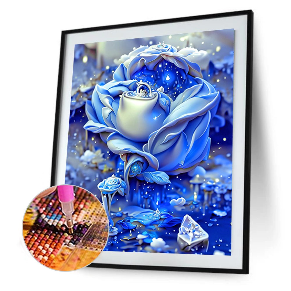 Blue Rose Fantasy - Full Round Drill Diamond Painting 30*40CM