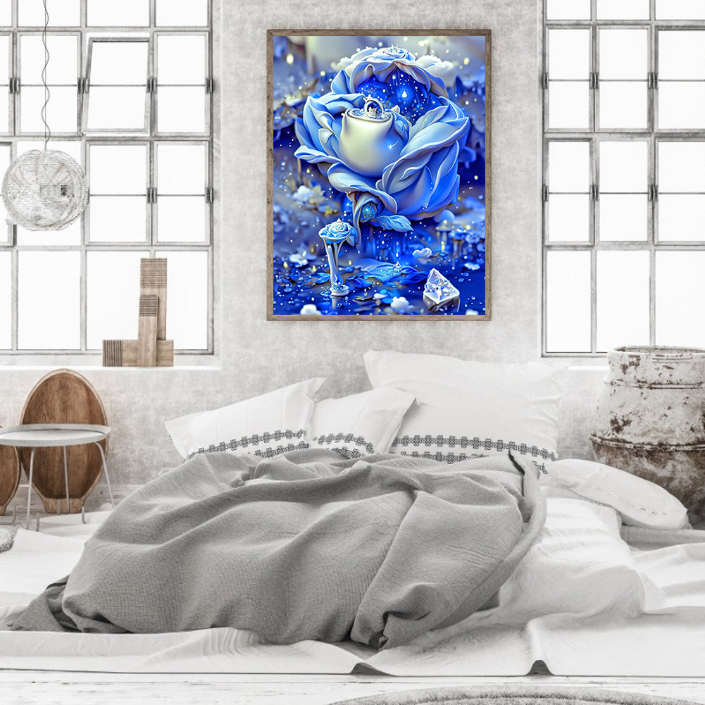 Blue Rose Fantasy - Full Round Drill Diamond Painting 30*40CM