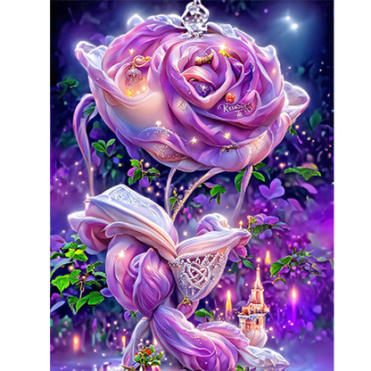 Purple Rose Fantasy - Full Round Drill Diamond Painting 30*40CM