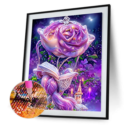 Purple Rose Fantasy - Full Round Drill Diamond Painting 30*40CM