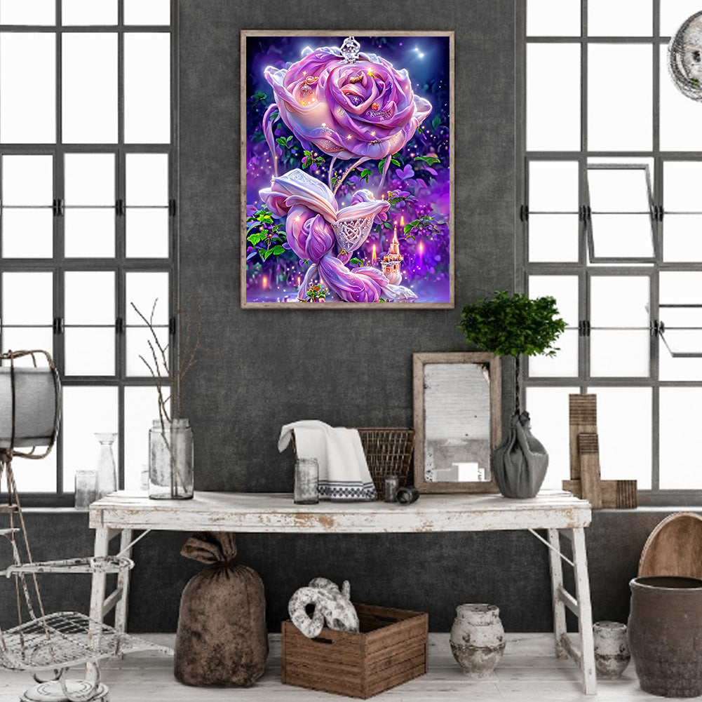 Purple Rose Fantasy - Full Round Drill Diamond Painting 30*40CM