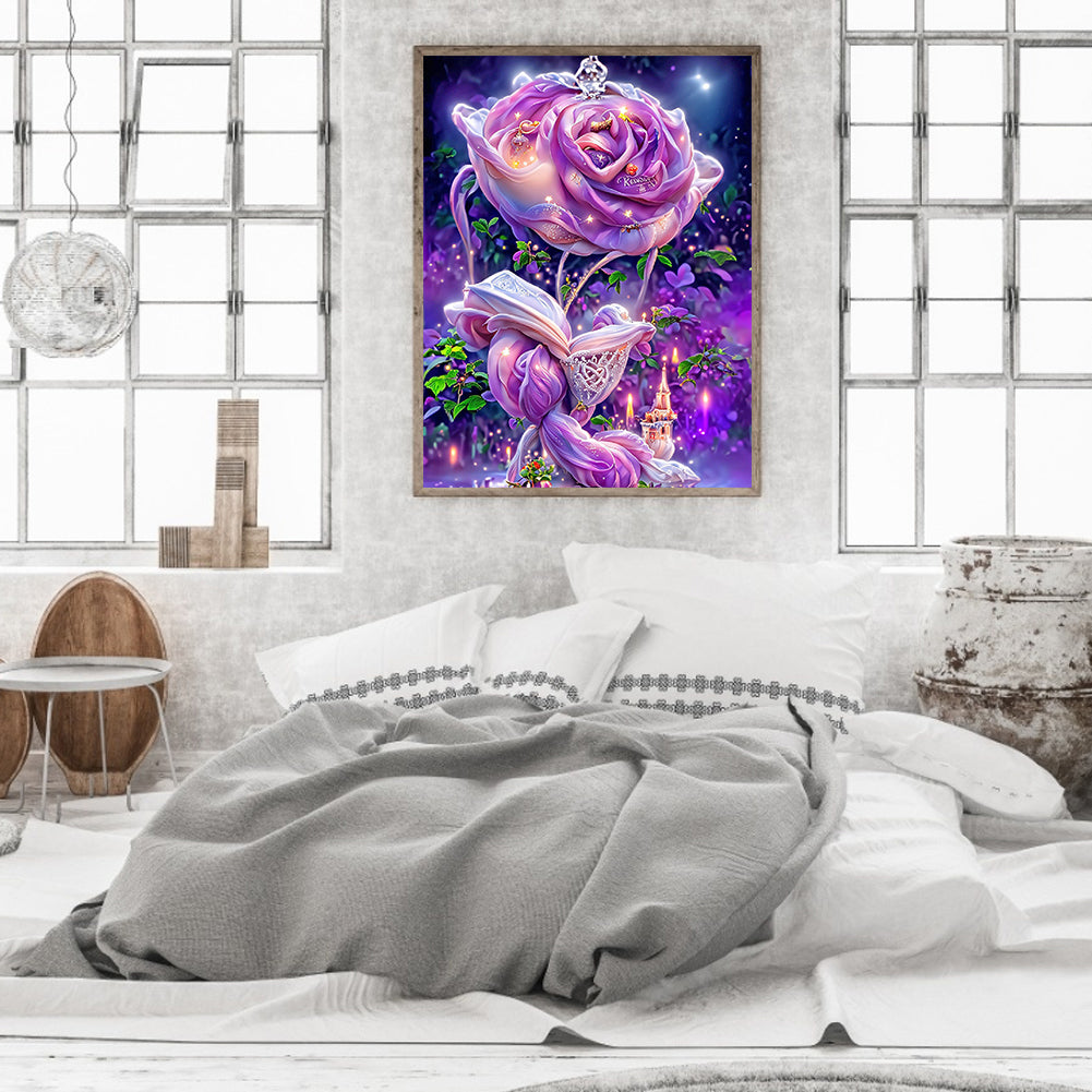 Purple Rose Fantasy - Full Round Drill Diamond Painting 30*40CM