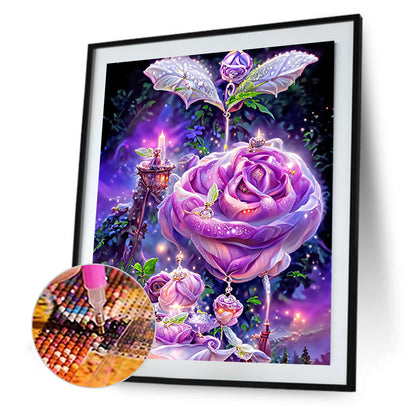 Purple Rose Fantasy - Full Round Drill Diamond Painting 30*40CM