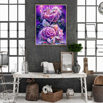 Purple Rose Fantasy - Full Round Drill Diamond Painting 30*40CM