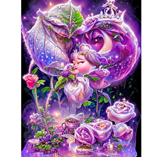 Purple Rose Fantasy - Full Round Drill Diamond Painting 30*40CM