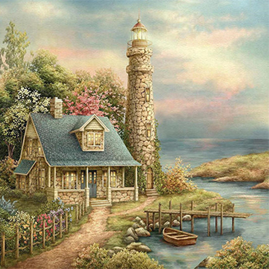 Seaside Lighthouse - Full Square Drill Diamond Painting 30*30CM