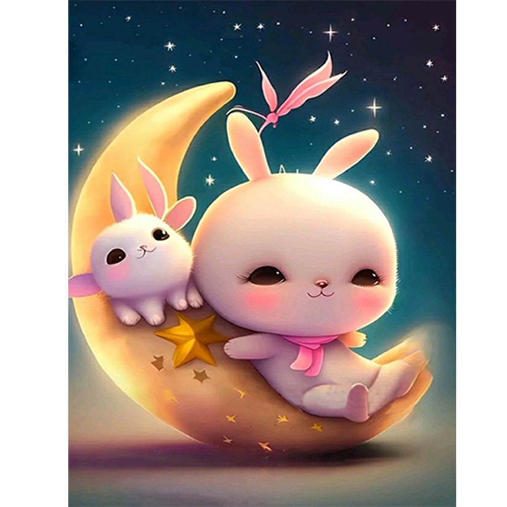 Moonlight Rabbit - Full Round Drill Diamond Painting 30*40CM