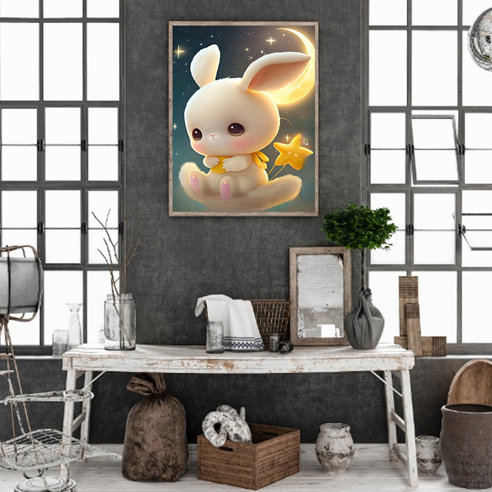 Moonlight Rabbit - Full Round Drill Diamond Painting 30*40CM