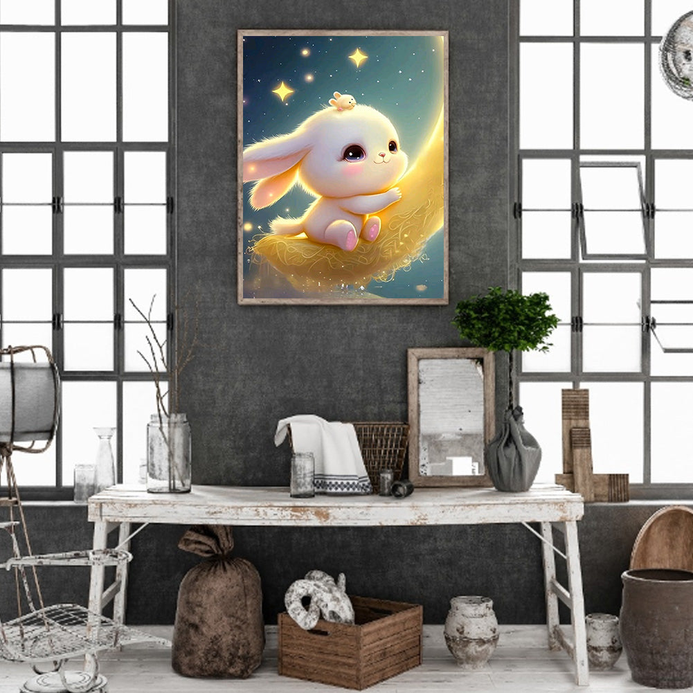 Moonlight Rabbit - Full Round Drill Diamond Painting 30*40CM