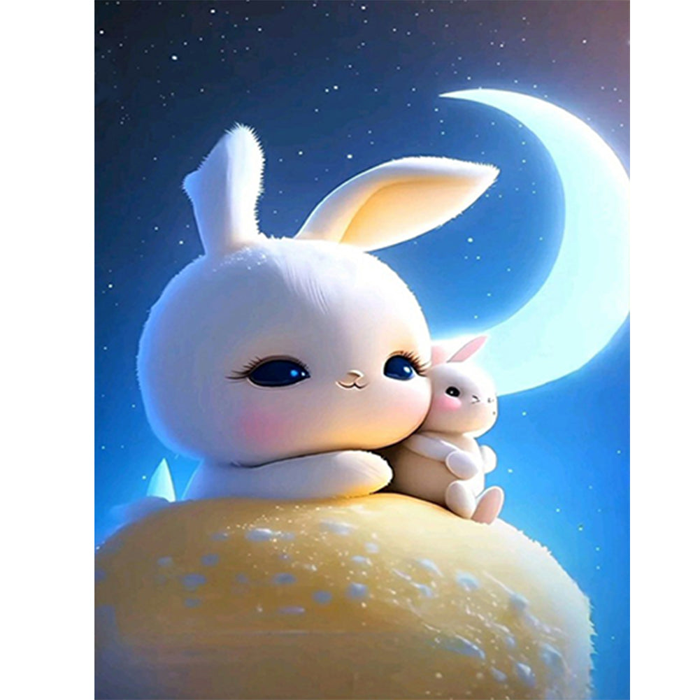 Moonlight Rabbit - Full Round Drill Diamond Painting 30*40CM