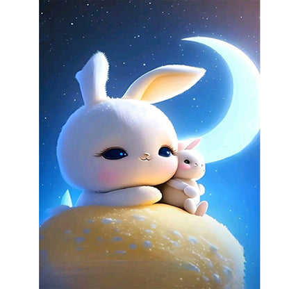 Moonlight Rabbit - Full Round Drill Diamond Painting 30*40CM