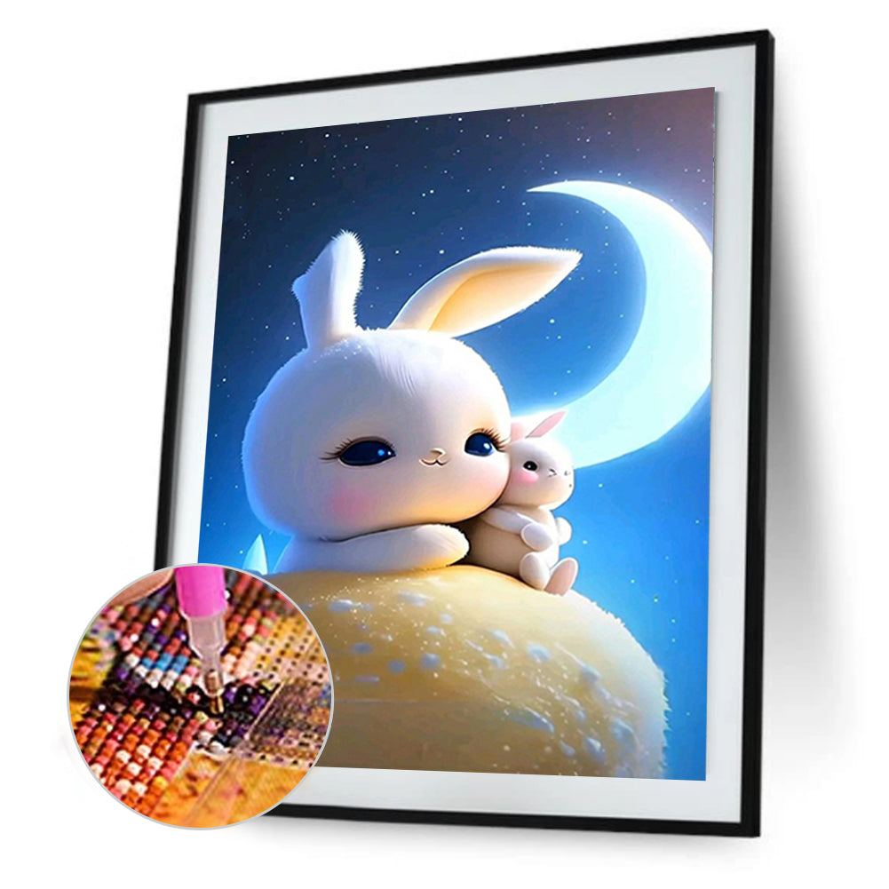 Moonlight Rabbit - Full Round Drill Diamond Painting 30*40CM