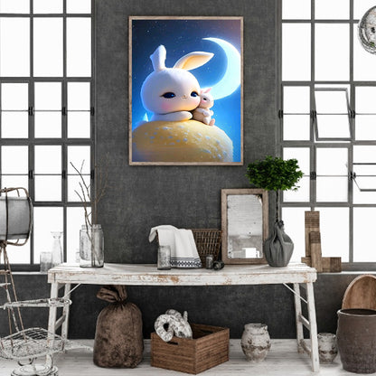 Moonlight Rabbit - Full Round Drill Diamond Painting 30*40CM