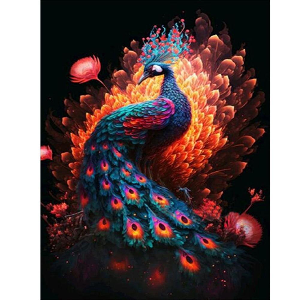 Glowing Peacock In The Dark - Full Round Drill Diamond Painting 30*40CM