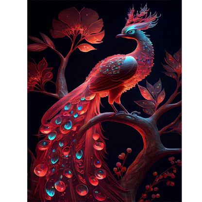 Glowing Peacock In The Dark - Full Round Drill Diamond Painting 30*40CM