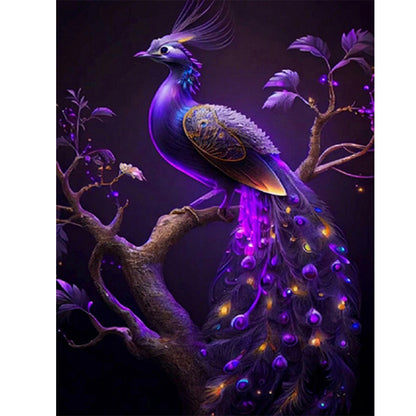 Glowing Peacock In The Dark - Full Round Drill Diamond Painting 30*40CM