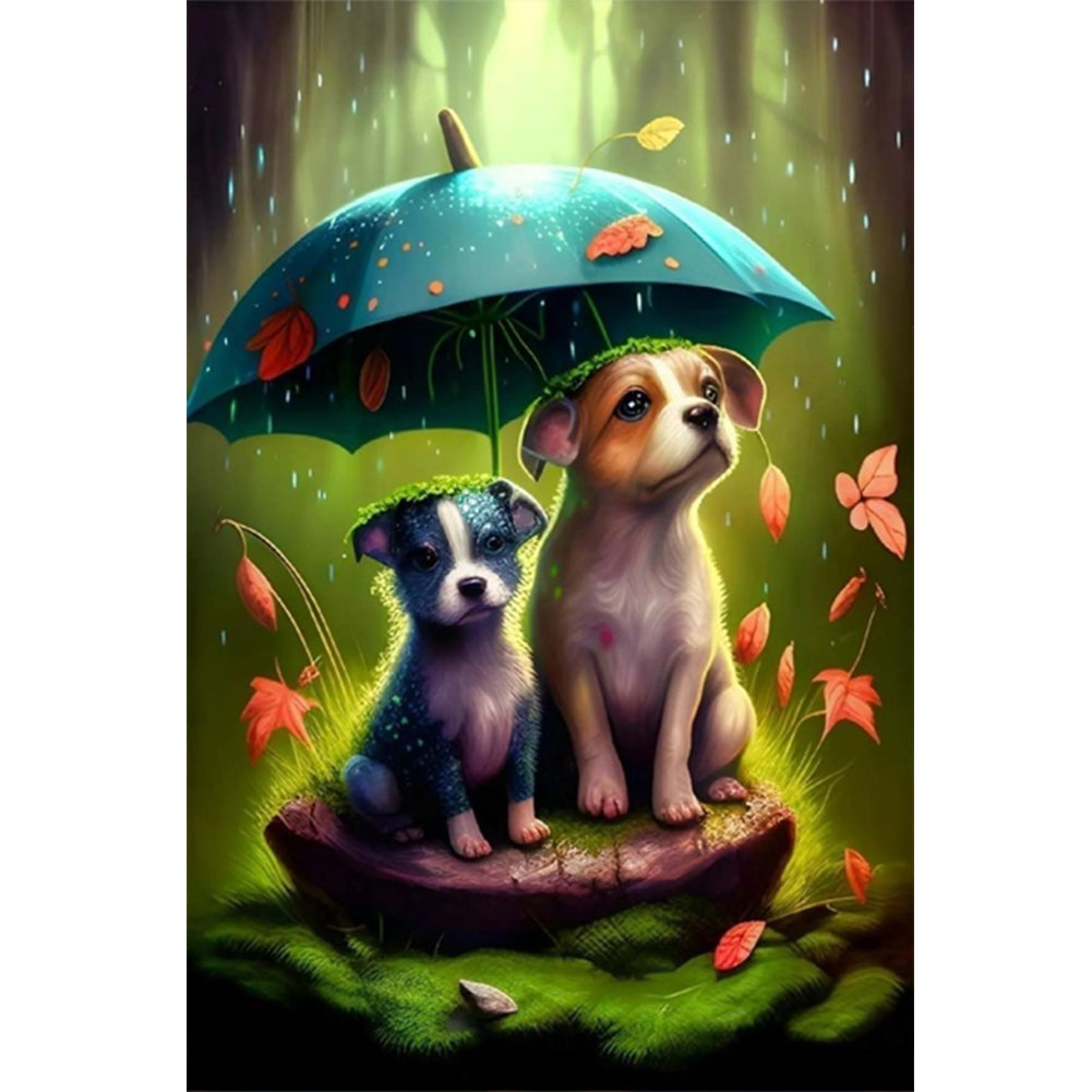 Animals Under Umbrellas - Full Round Drill Diamond Painting 30*45CM