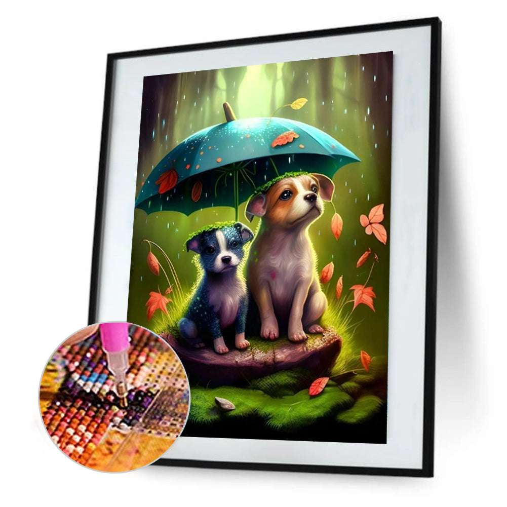 Animals Under Umbrellas - Full Round Drill Diamond Painting 30*45CM