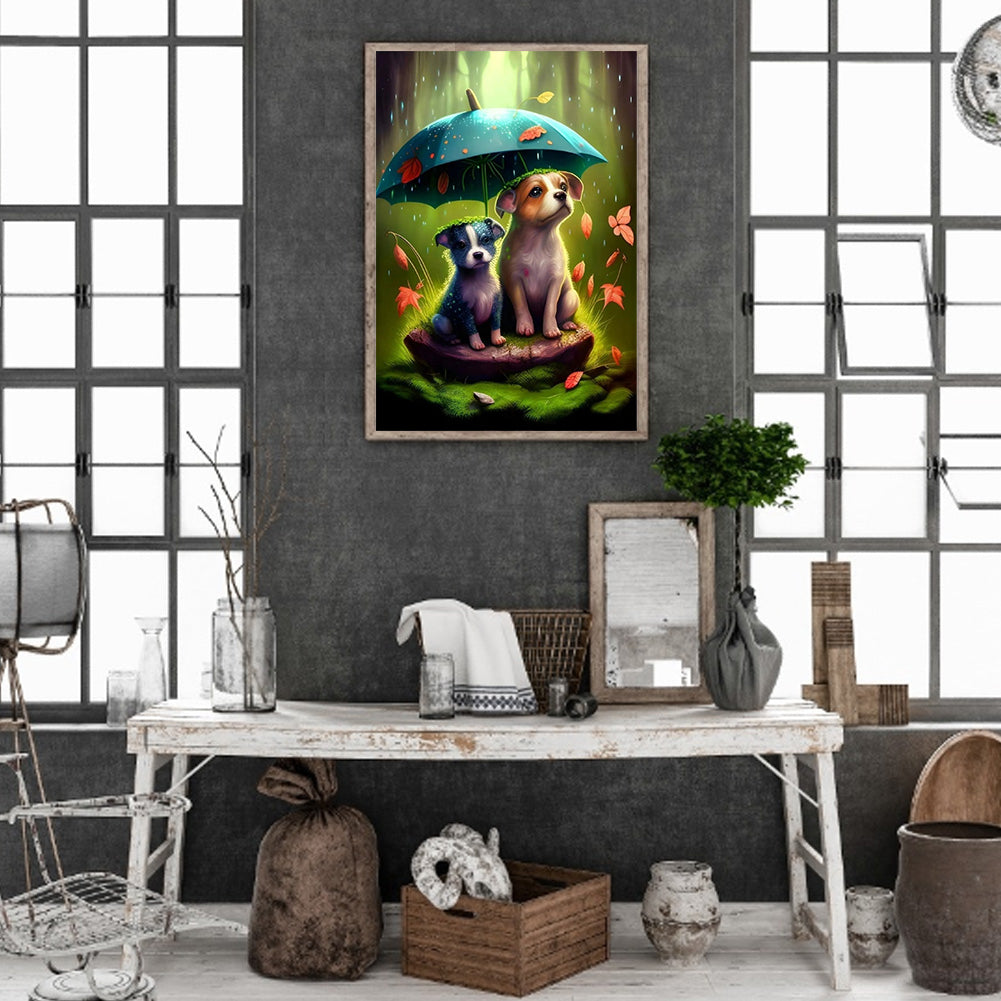 Animals Under Umbrellas - Full Round Drill Diamond Painting 30*45CM