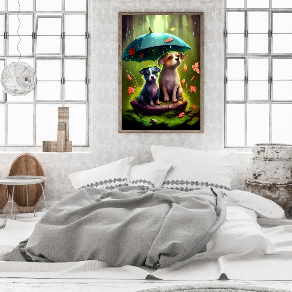 Animals Under Umbrellas - Full Round Drill Diamond Painting 30*45CM