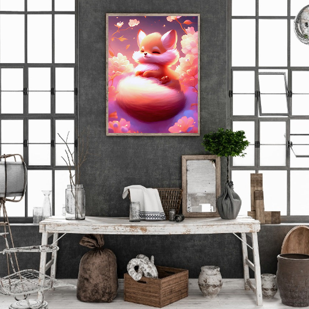 Fantasy Pink Fox - Full Round Drill Diamond Painting 30*40CM