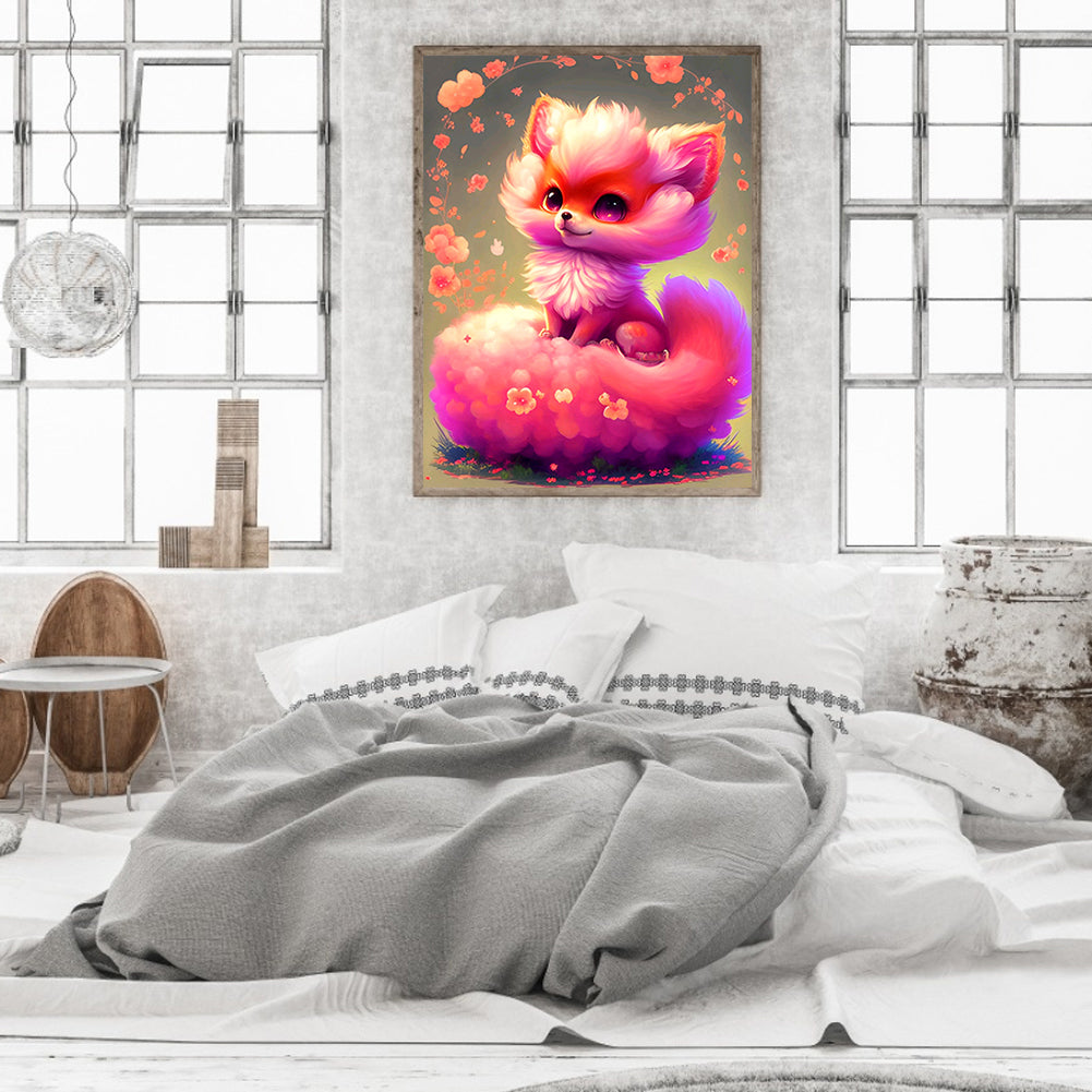 Fantasy Pink Fox - Full Round Drill Diamond Painting 30*40CM