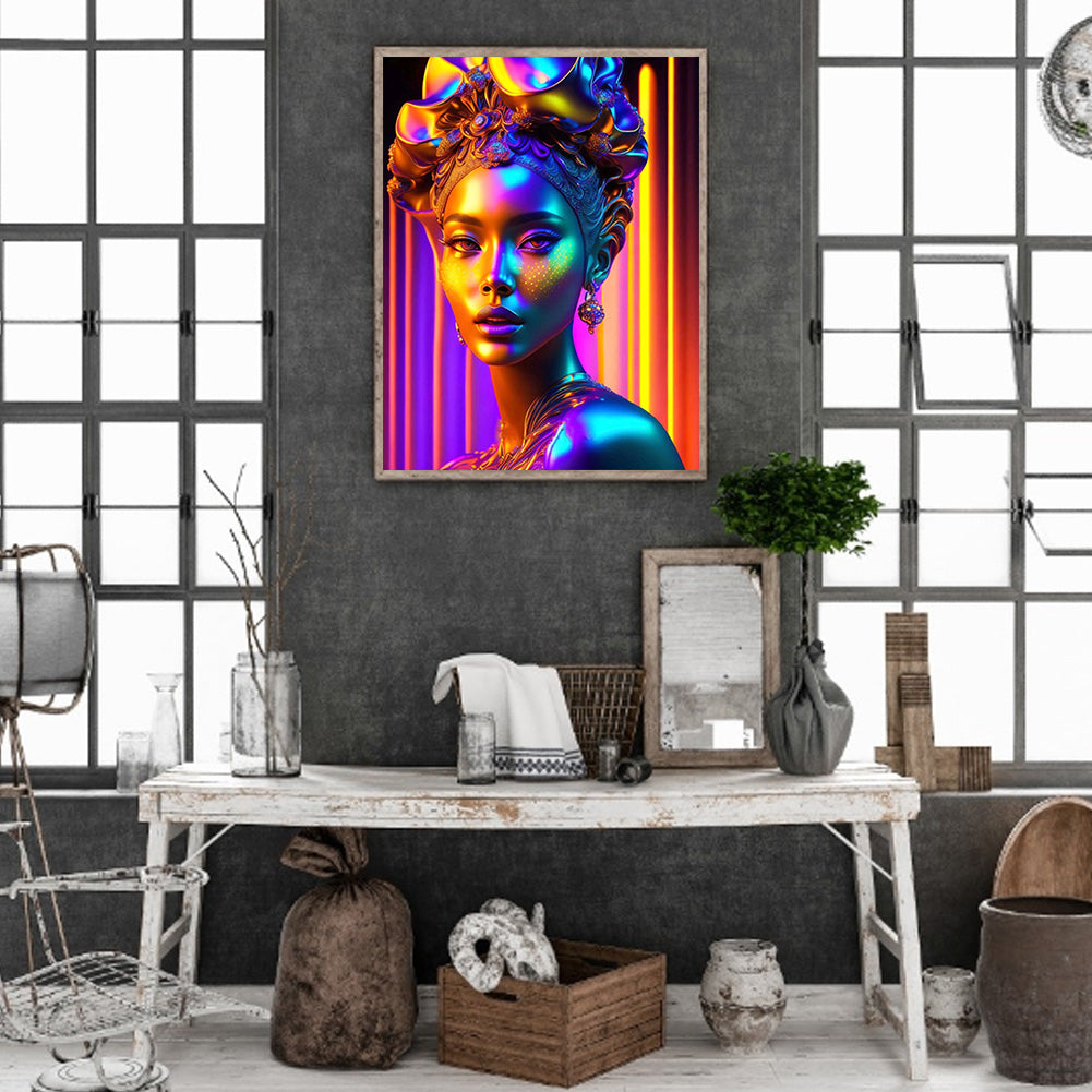 Colorful Indian Woman - Full Round Drill Diamond Painting 30*40CM