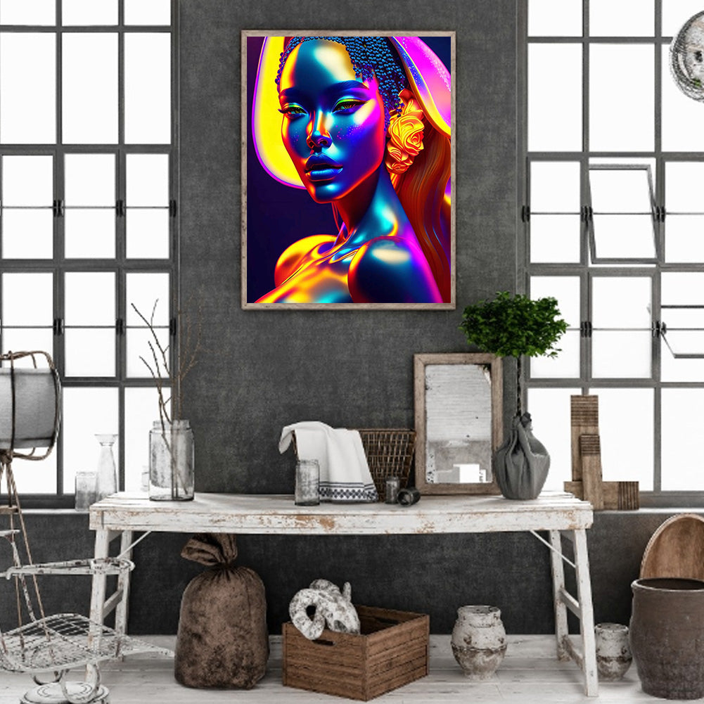 Colorful Indian Woman - Full Round Drill Diamond Painting 30*40CM