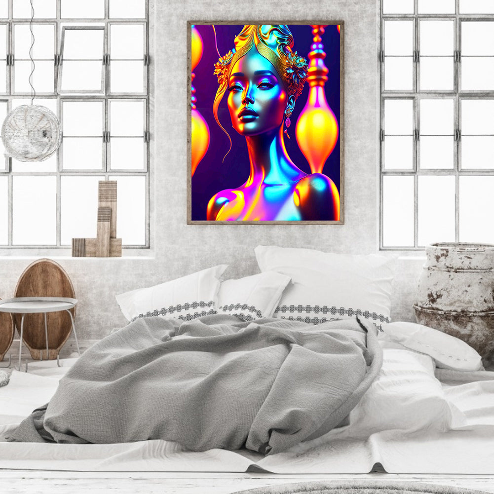 Colorful Indian Woman - Full Round Drill Diamond Painting 30*40CM