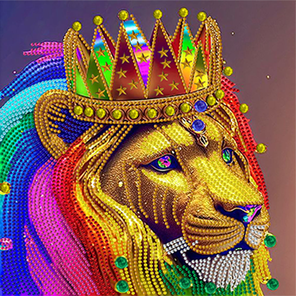 Colorful Lion Head - Special Shaped Drill Diamond Painting 30*30CM