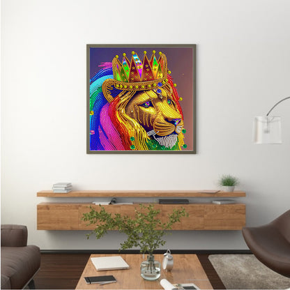 Colorful Lion Head - Special Shaped Drill Diamond Painting 30*30CM