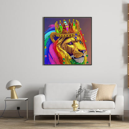 Colorful Lion Head - Special Shaped Drill Diamond Painting 30*30CM