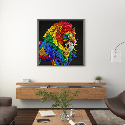 Colorful Lion Head - Special Shaped Drill Diamond Painting 30*30CM