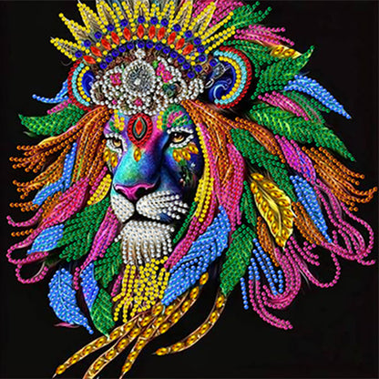 Colorful Lion Head - Special Shaped Drill Diamond Painting 30*30CM