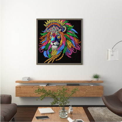 Colorful Lion Head - Special Shaped Drill Diamond Painting 30*30CM