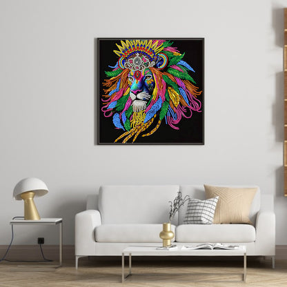 Colorful Lion Head - Special Shaped Drill Diamond Painting 30*30CM