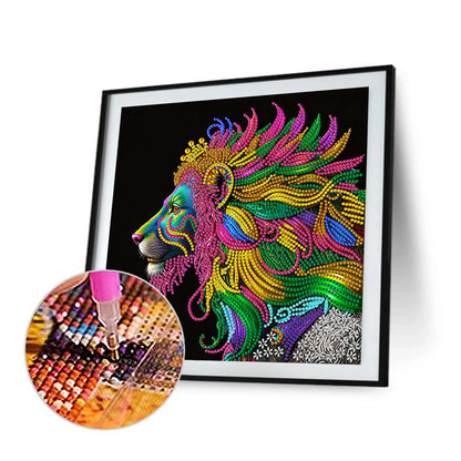 Colorful Lion Head - Special Shaped Drill Diamond Painting 30*30CM