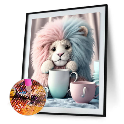 Dumb White Lion - Full Round Drill Diamond Painting 30*40CM