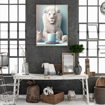 Dumb White Lion - Full Round Drill Diamond Painting 30*40CM