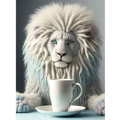 Dumb White Lion - Full Round Drill Diamond Painting 30*40CM