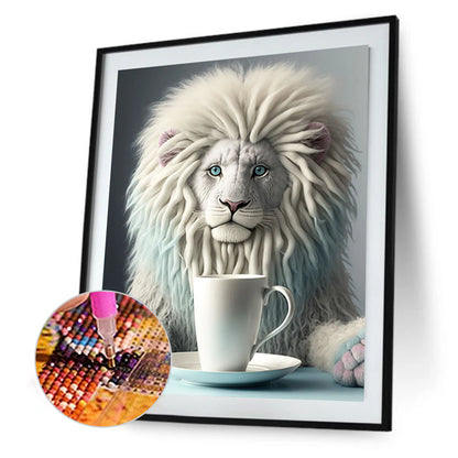 Dumb White Lion - Full Round Drill Diamond Painting 30*40CM