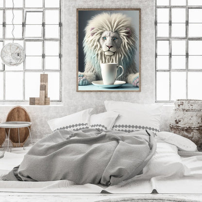 Dumb White Lion - Full Round Drill Diamond Painting 30*40CM