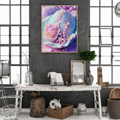 Fantasy Purple Shell - Special Shaped Drill Diamond Painting 30*40CM