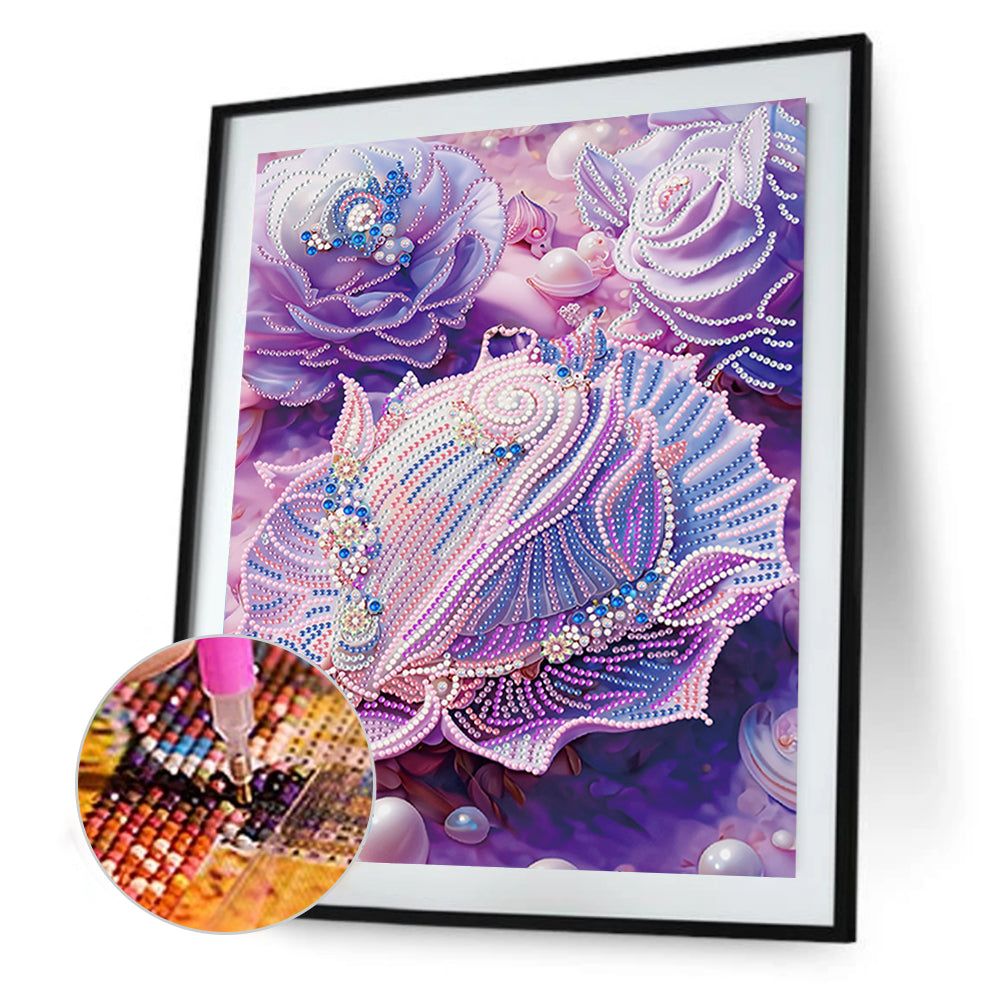 Fantasy Purple Shell - Special Shaped Drill Diamond Painting 30*40CM