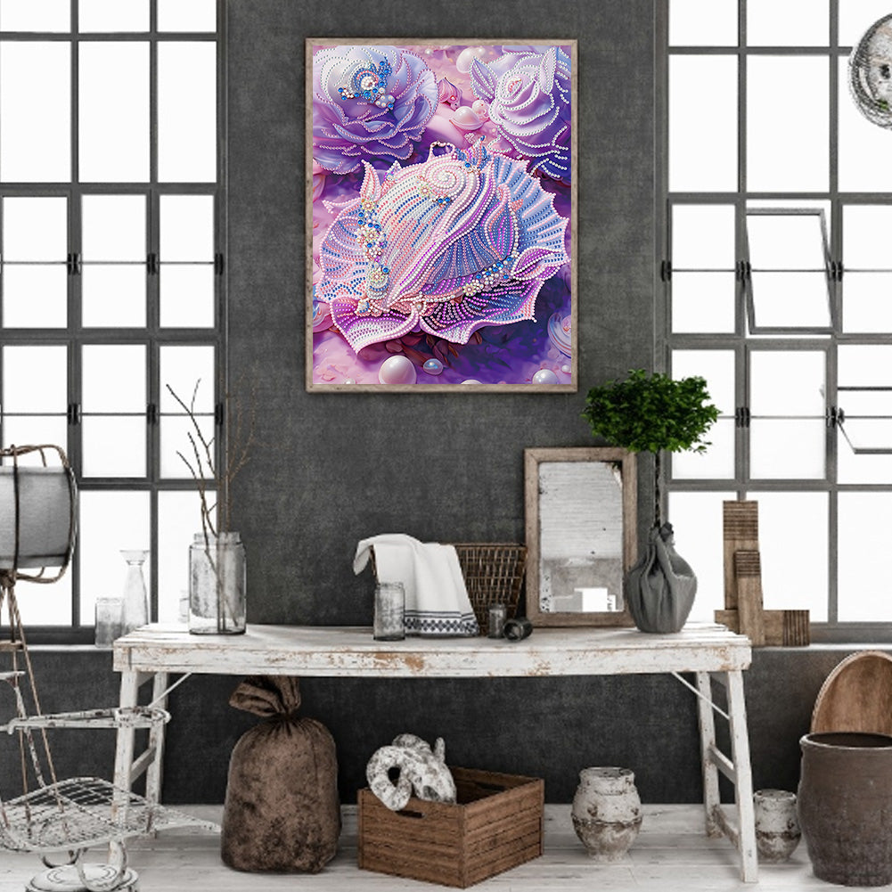 Fantasy Purple Shell - Special Shaped Drill Diamond Painting 30*40CM
