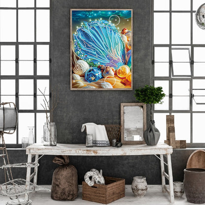 Fantasy Colorful Shells - Special Shaped Drill Diamond Painting 30*40CM