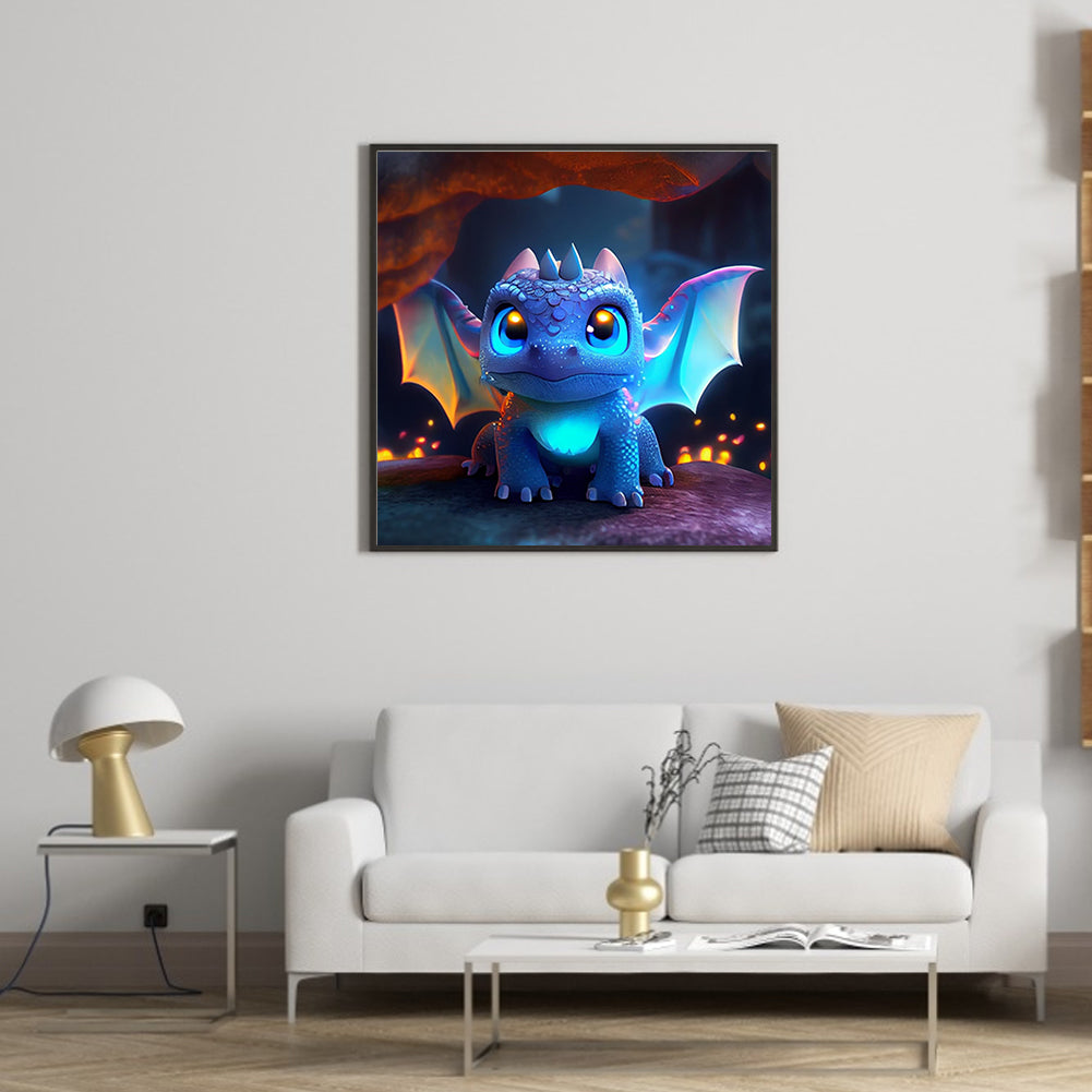 Blue Pterosaur - Full Round Drill Diamond Painting 30*30CM